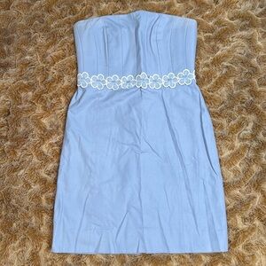 A-TOUT-AGE Elegant Lavender Strapless Dress with Floral Detail size 10